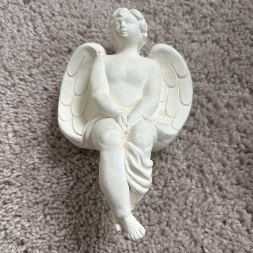 Seated Angel Figurine Shelf Sitter Statue‎ Home Decor Terracotta Cherub
